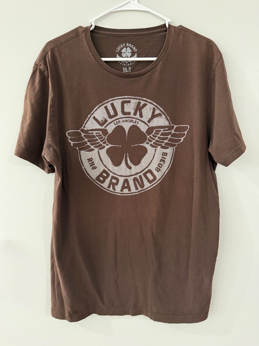 Lucky Brand Brown Relaxed Fit Crew Neck Men's Large Short Sleeve Cotton T-Shirt
